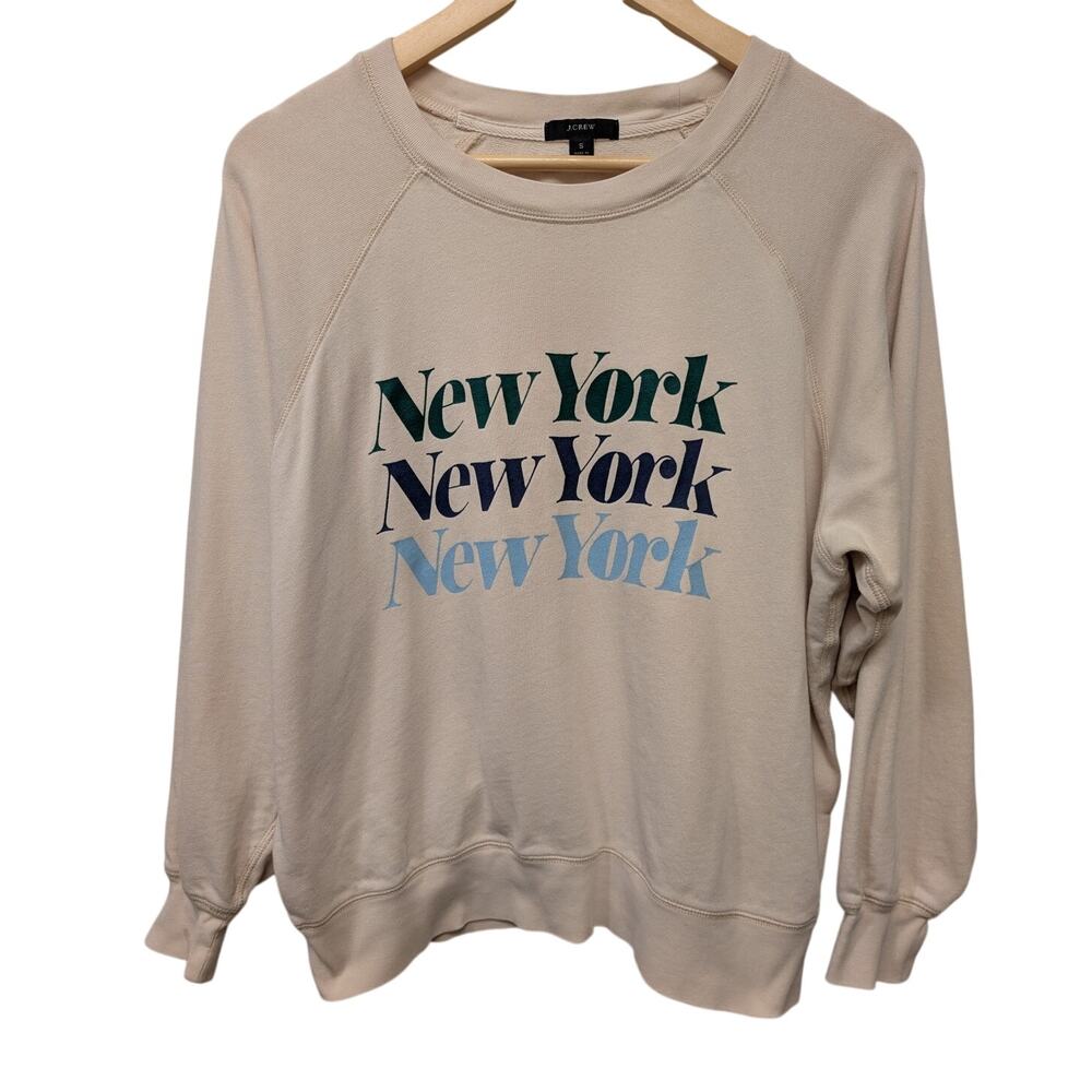 J. Crew Magic‎ Rinse "New York" Crewneck Sweatshirt Ivory Cozy Soft Cotton AY080